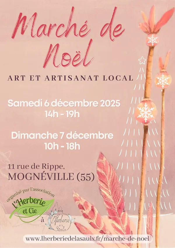 affiche marché de Noël 2025 à l'herberie de la saulx