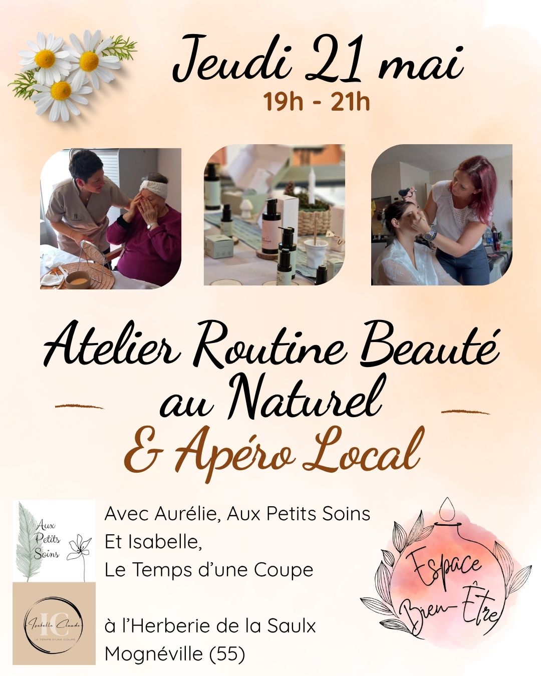 Apéro Bien-être routine beauté à l'Herberie de la Saulx