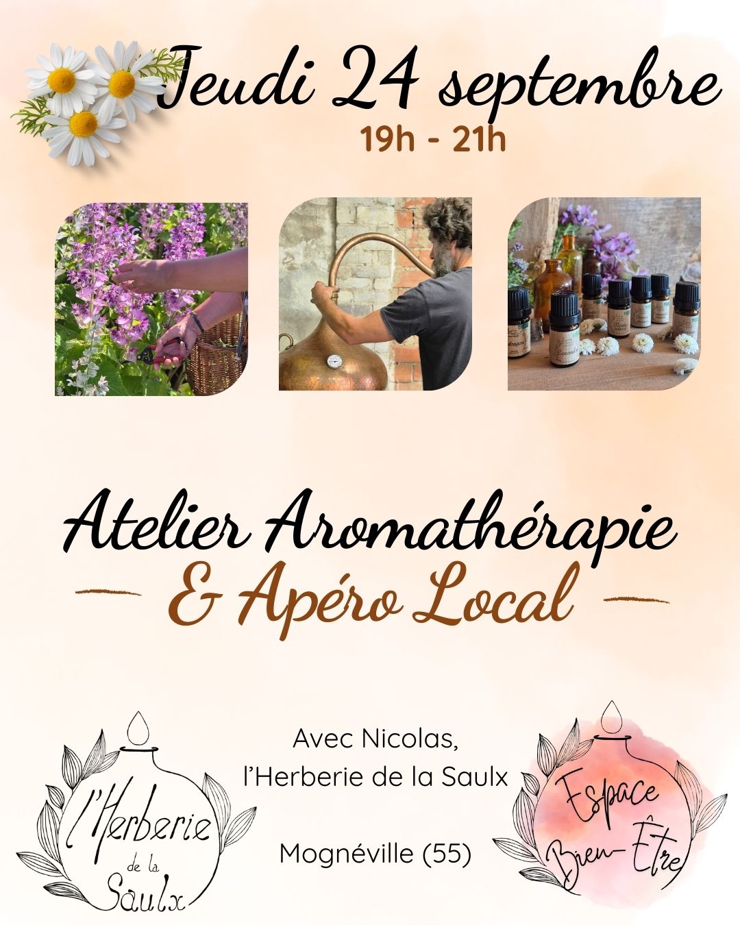 Apéro bien-être aromathérapie à l'herberie de la Saulx
