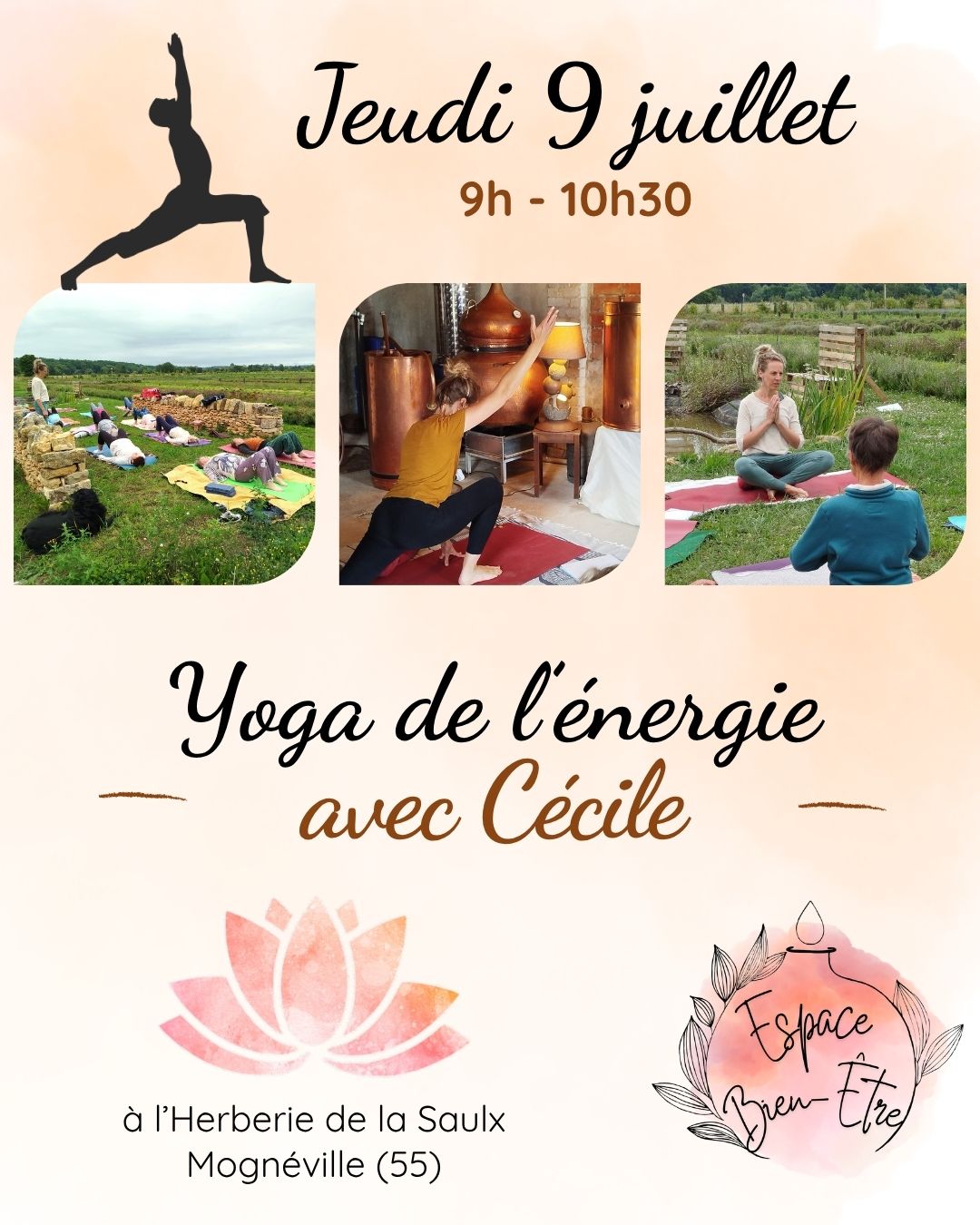 séance de yoga à l'Herberie de la saulx